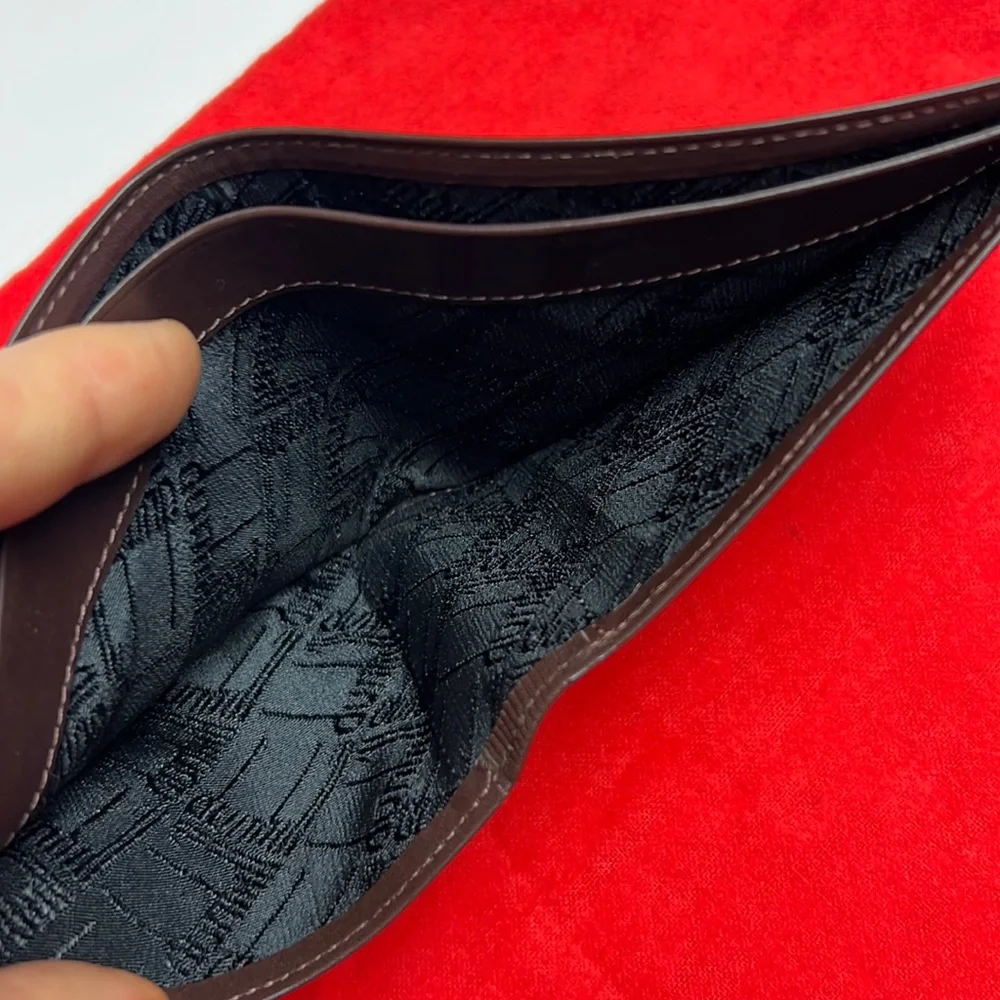 Dunhill Leather Embossed Logo Card Case Bi-fold Wallet Foldable Minimalist Brown